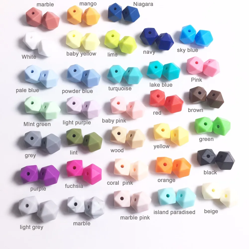 

1000pcs/lot BPA Free MIni Loose Silicone Hexagon Beads BPA Free FDA Silicone material Geometric bead for baby chew teether