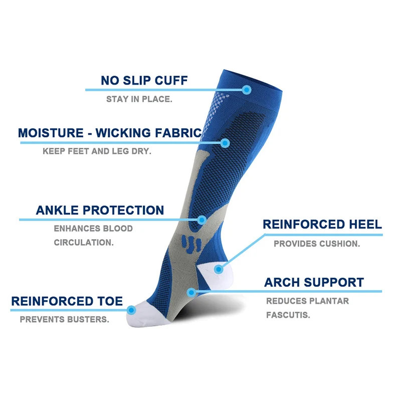 

2 Pairs Medical Althetic Compression Socks for Men Nursing Performance Socks for Running Marathon FI-19ING