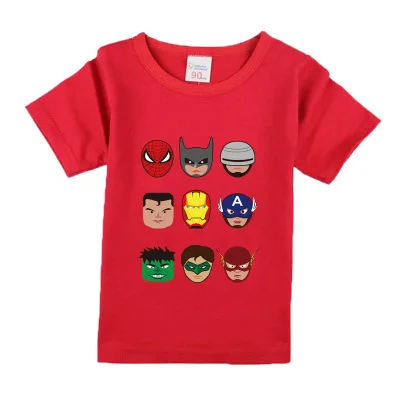 Футболка для маленьких мальчиков с рисунком Бэтмена Новая летняя хлопковая Футболка для девочек детская одежда с супергероями модные детские топы, футболки для детей 1-8 лет