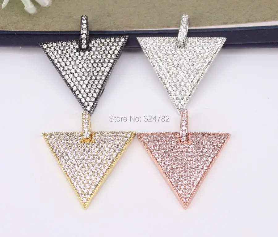 5 шт Шарм Micro Pave CZ подвеска треугольная бусины, металлические Медь кубического циркония подвеска треугольная для изготовления ювелирных изделий