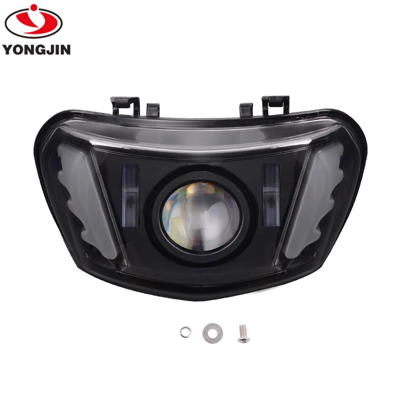 Motorcycle LED Headlight Assembly with white halo ring for Y amaha JOG on
