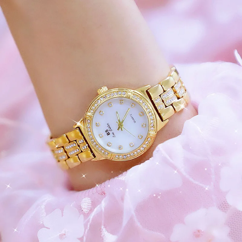 Водонепроницаемые золотые часы для женщин, кварцевые часы для девушек, Лидирующий бренд, роскошные женские часы-браслет, часы для девушек, Relogio Feminino - Цвет: 1338 Gold
