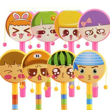 

Baby Rattle Toys 0-12 Months Educational Toys Cartoon Double-sided Rattle Fun Expression Pattern Baby Music Toy