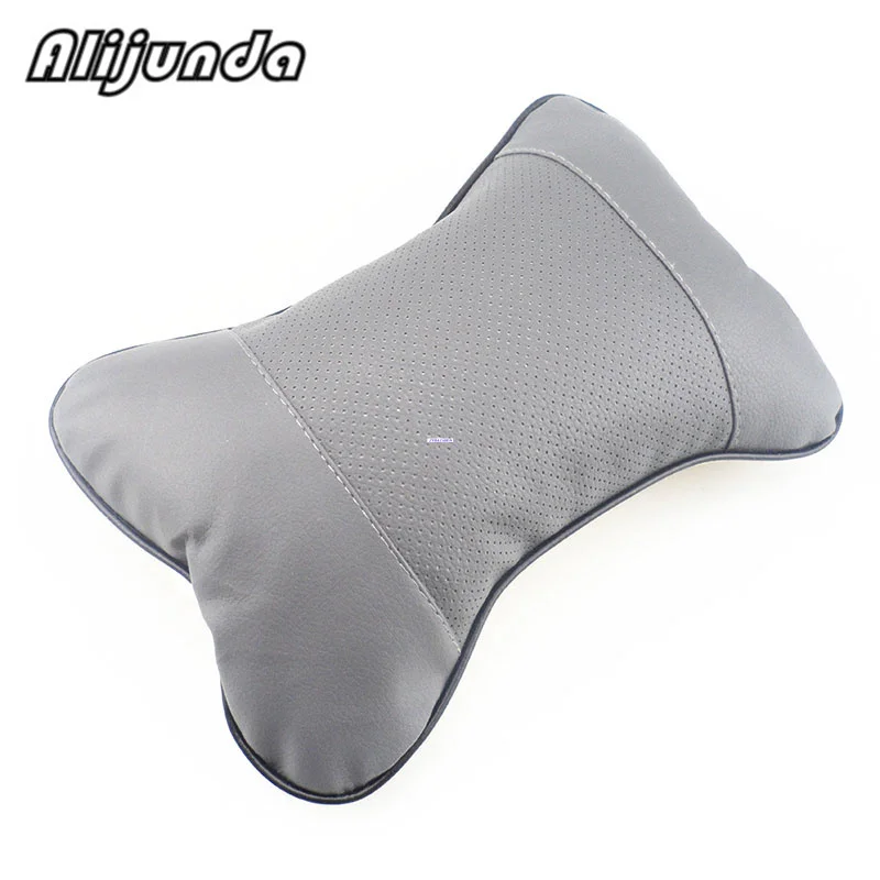 2pcs artificial leather neck headrest breathable car pillow for Audi