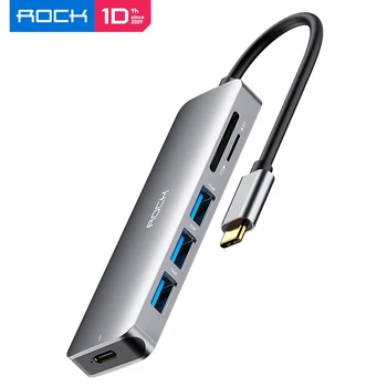 

ROCK Type-C To USB3.0*3 TF Card Slot PD Fast Charging For Mobile Phone Adapter HUB For NoteBook MateBook ThinkPad
