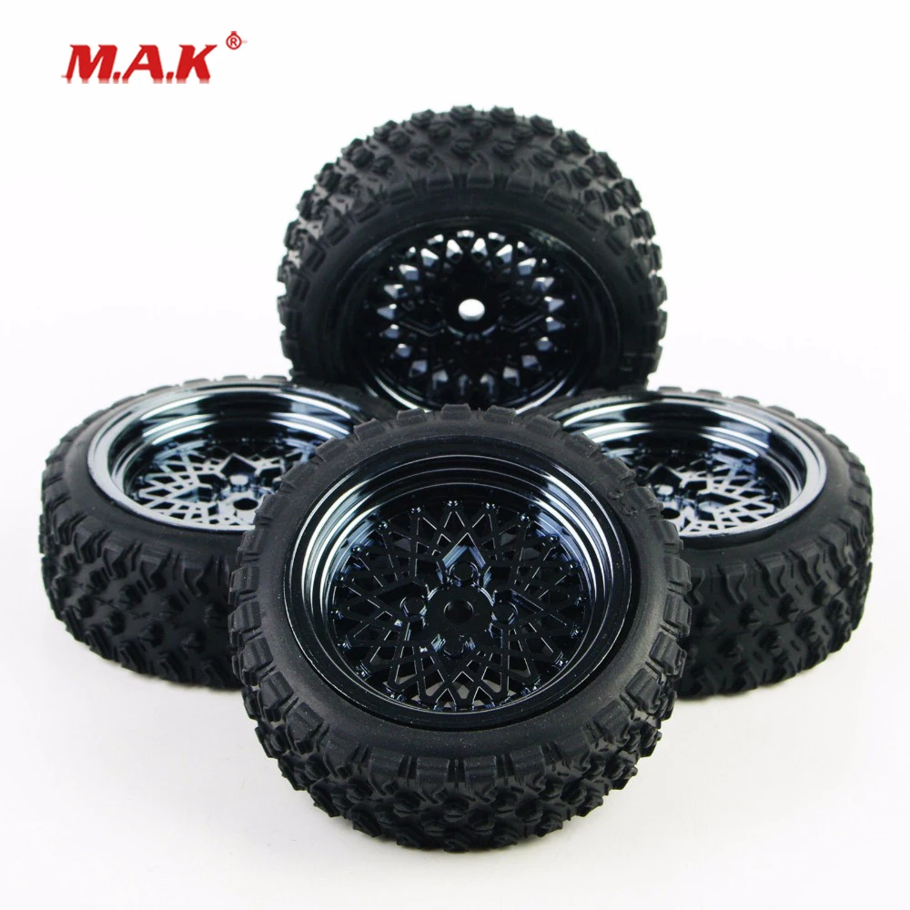 

4Pcs 1/10 Scale Rubber Tires and Wheel Rim with 6mm Offset and 26mm Width fit HSP HPI RC Rally Racing Off Road Car Accessories