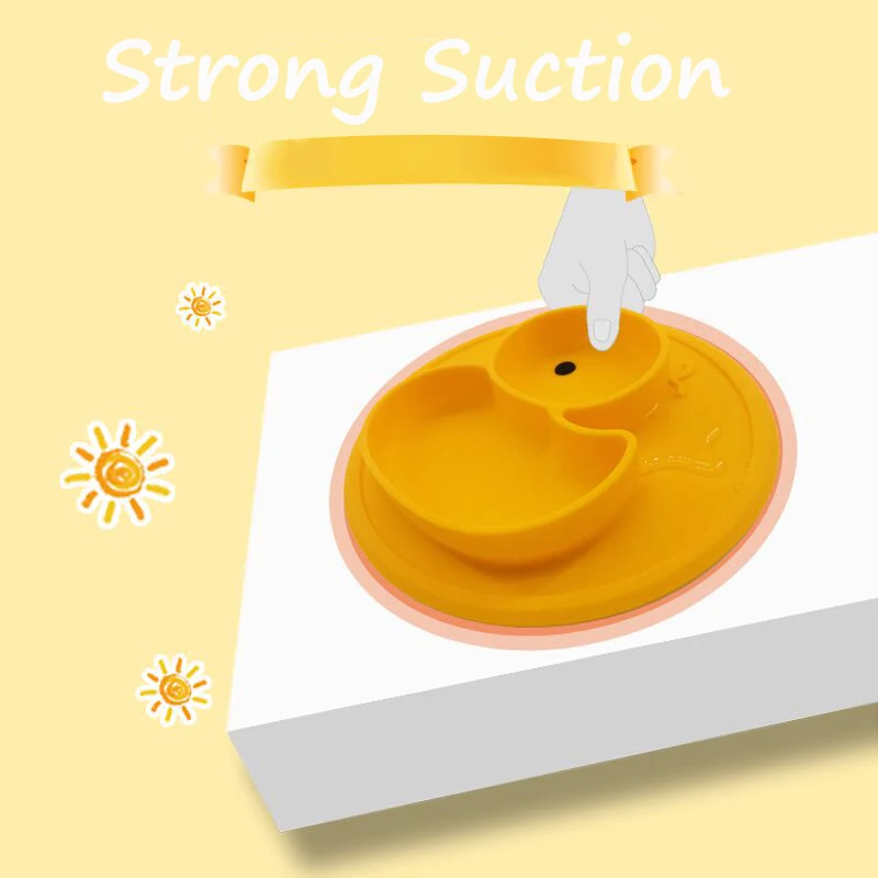 Baby Duck Dishes Silicone Plate Suction Tray Antislip Mini Mat Children Kids Meal Fruits Tray Todder Placemat