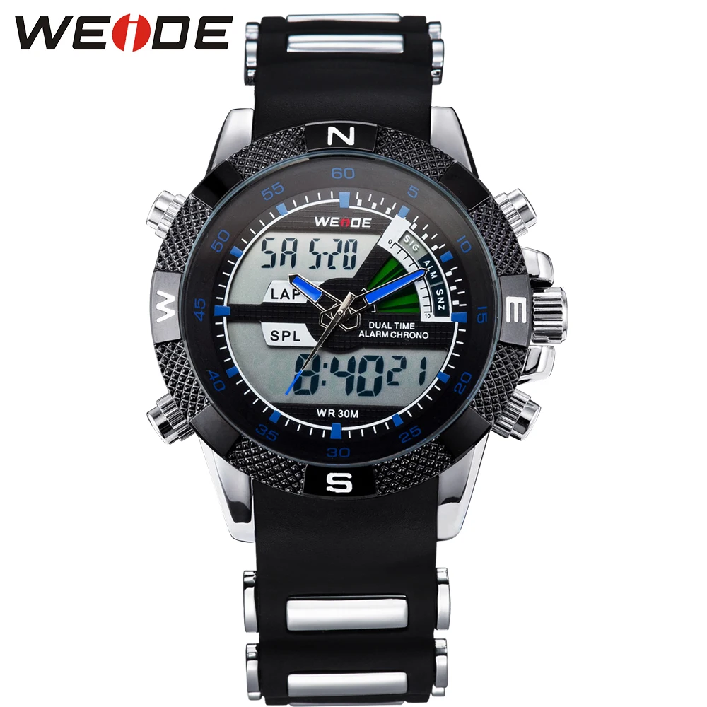 

WEIDE Brand Men's Sport Calendar Auto Date Multiple Time Zone Function Digital Display Silicone Strap Watch Relogio Masculino