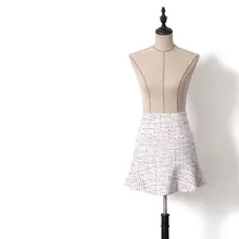 Новинка; маленькая ароматная короткая юбка; сезон весна-осень; шерстяная облегающая бедра юбка ванильного белого цвета с высокой талией; женская юбка средней длины