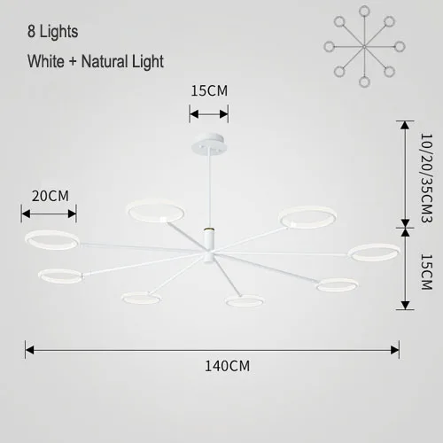 Внутренний светодиодный потолочный Люстра, освещение, повседневный свет, гостиная, спальня, современная канделябры люстры, освещение для дома, светильники, лампадер - Цвет абажура: White 8 lights
