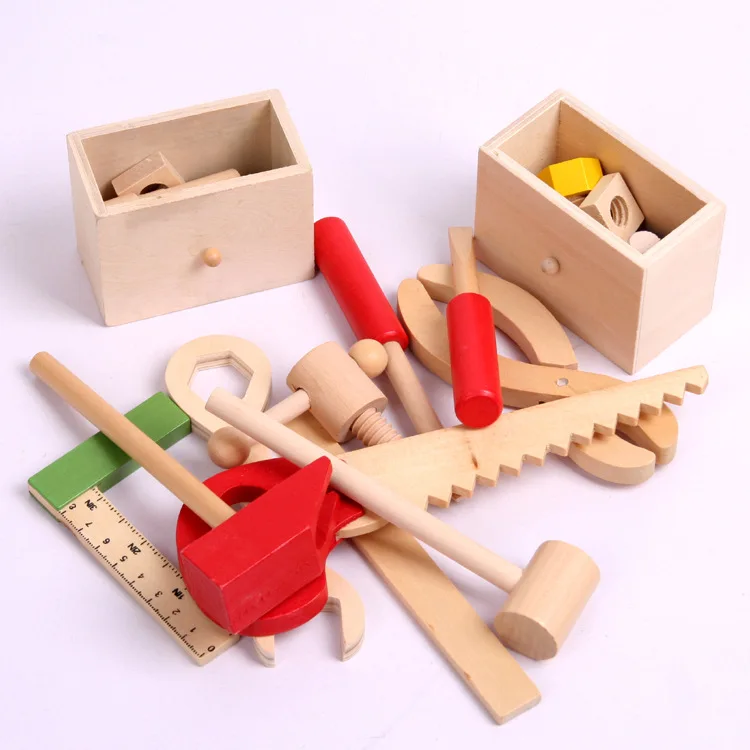  Children Pretend Play Toy Wooden Simulation Maintenance Toolbox Nut Dismantling Toys Baby Play Puzz