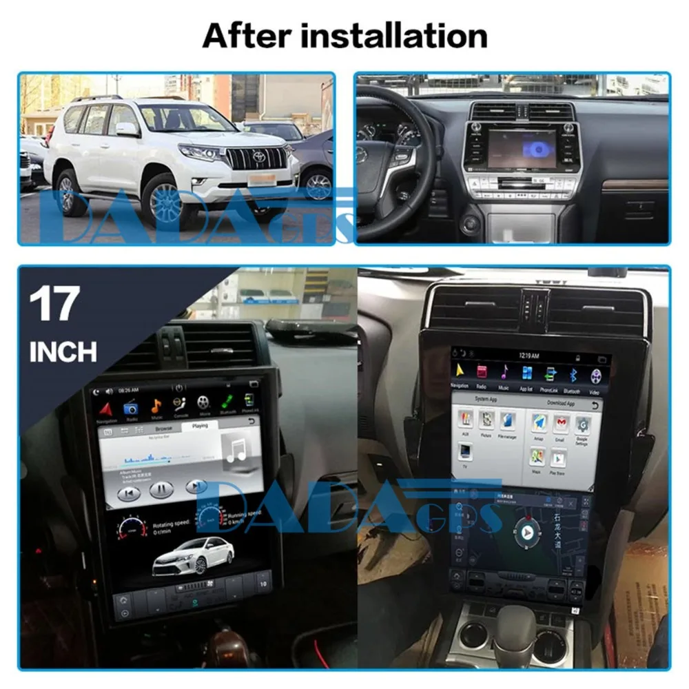 

17 inch Tesla style Car GPS Navigation Head Unit Android6.0 Car DVD player GPS navigation for TOYOTA Land Cruiser Prado 150 2018