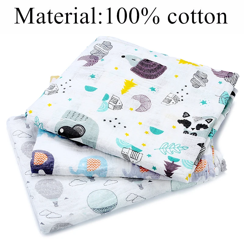 [simfamily] 1Pc100%Cotton Flamingo Fruits Print Muslin Baby Blankets Bedding Infant Swaddle Towel For Newborns Swaddle Blanket bed linen