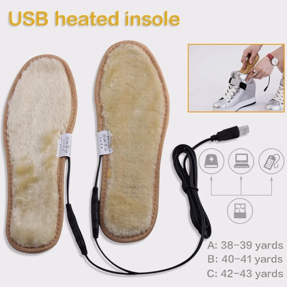 Зимние Плюшевые Мех животных USB с подогревом стельки теплые подушки загрузки обуви Pad держать ноги теплые электрически