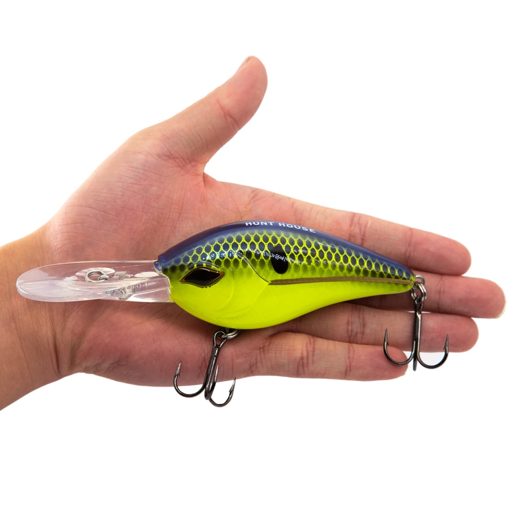 HuntHouse crankbait fishing lure LW119 black bass perch 60/75/100mm ORIGIN hook floating Fresh water swimming bait ABS plastic