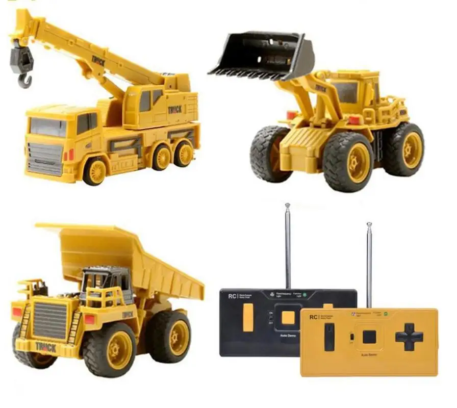 1:64 Remote Control Toys Mini Rc Constrction Truck Car Tractor Trattore Excavator Bulldozer Crane Toys Gift for Children