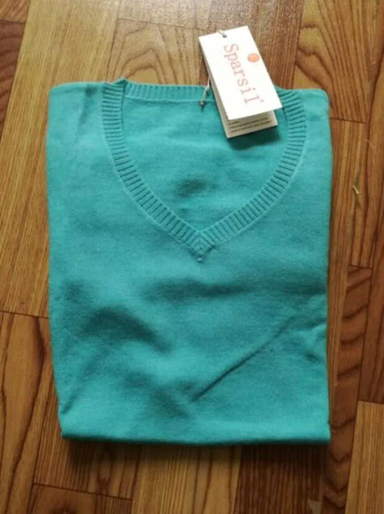 Sparsil, женский осенний зимний кашемировый свитер, пуловер с вырезом в виде буквы V, длинный рукав, джемперы, Женский вязаный свитер, 16 цветов, S-XXL