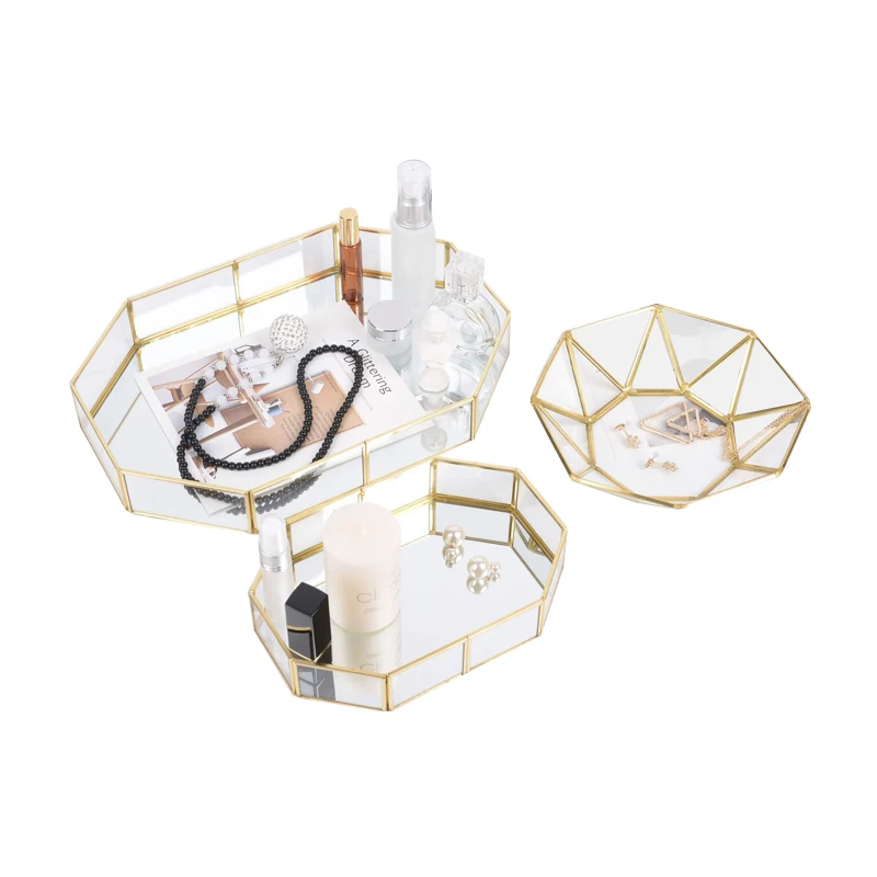 Геометрические формы косметические лотки красота ювелирные украшения для макияжа ожерелье серьги коробка для браслетов офисный Декор тарелки предметы