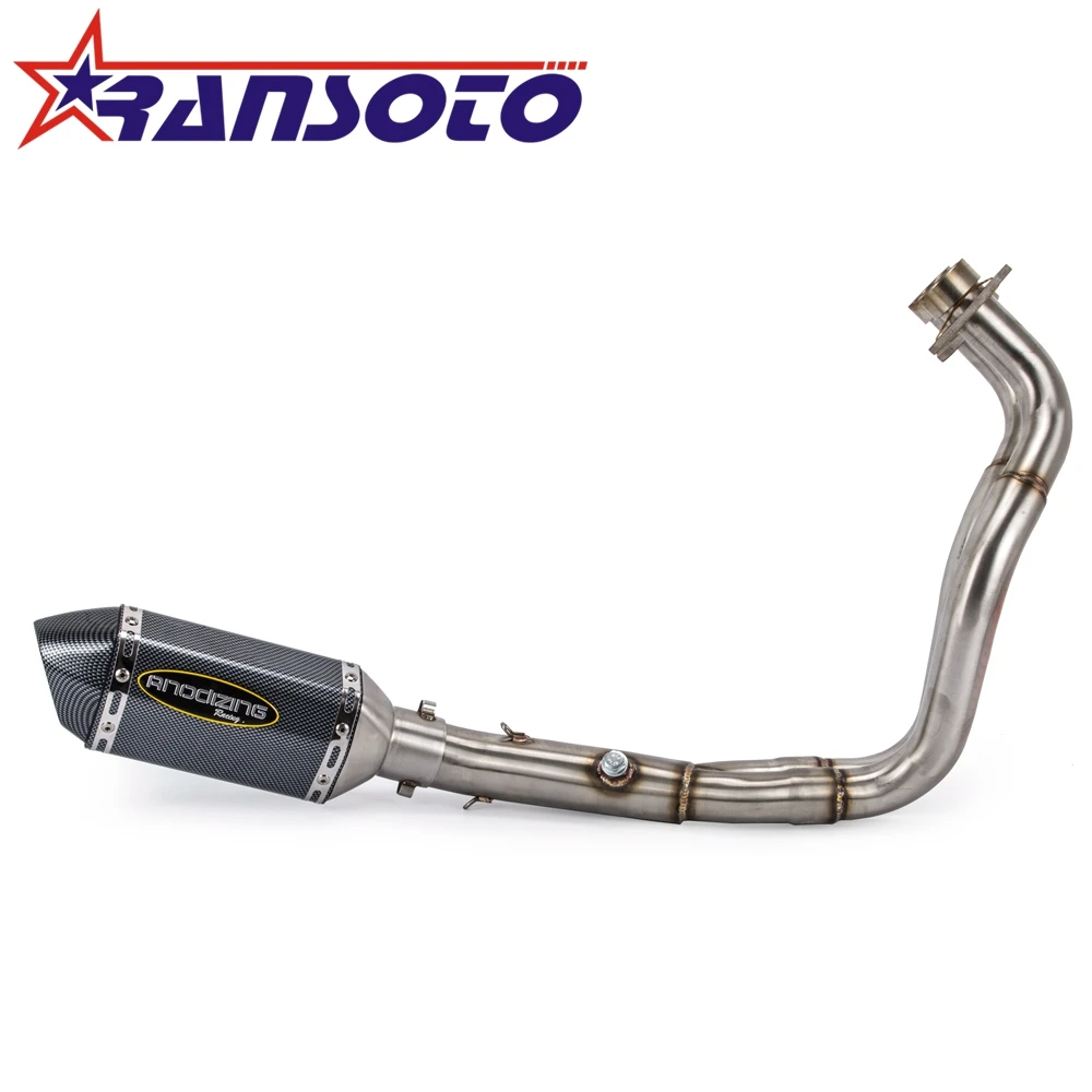 

RANSOTO Motorcycle Exhaust System front header with muffler for YAMAHA MT-07 MT07 FZ-07 FZ TRACER 700 2014-2018 XSR700 2016-2017