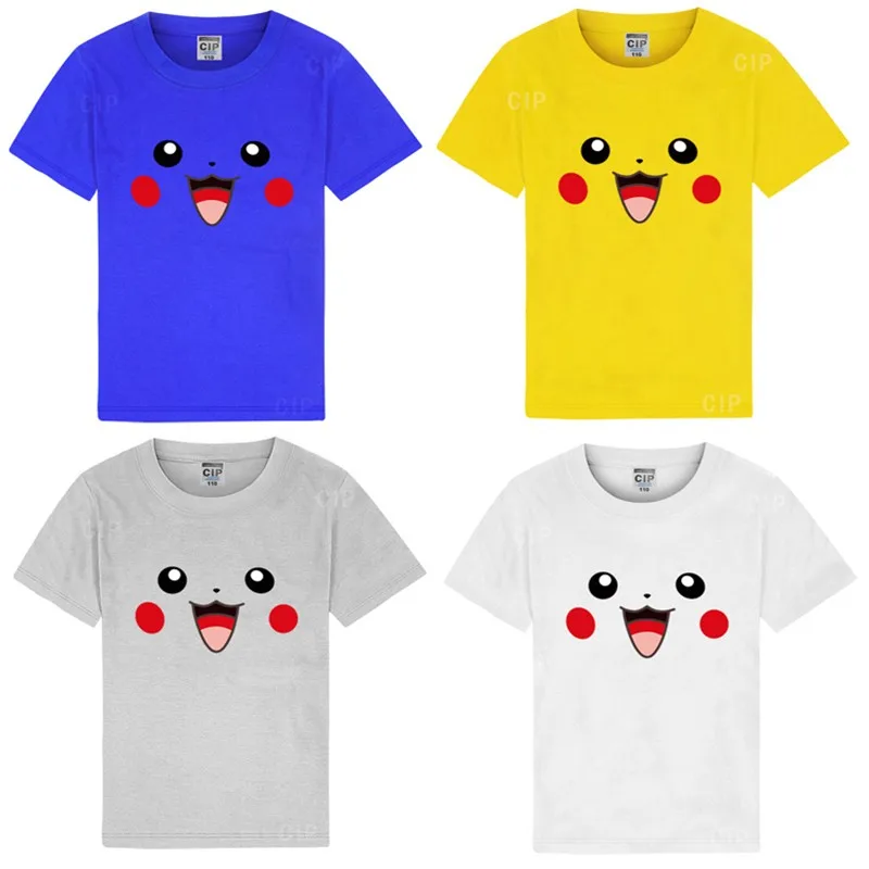 boys pokemon t shirt blank ruffle raglan shirts bape kids anime pikachu girls top wholesale summer clothes kids tee04