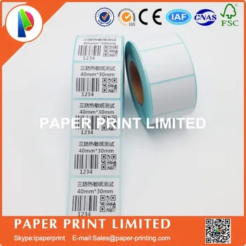 

wholesale 30 rolls Thermal sticker paper 40x30mm 800sheets barcode printing paper paper bar code label printing paper