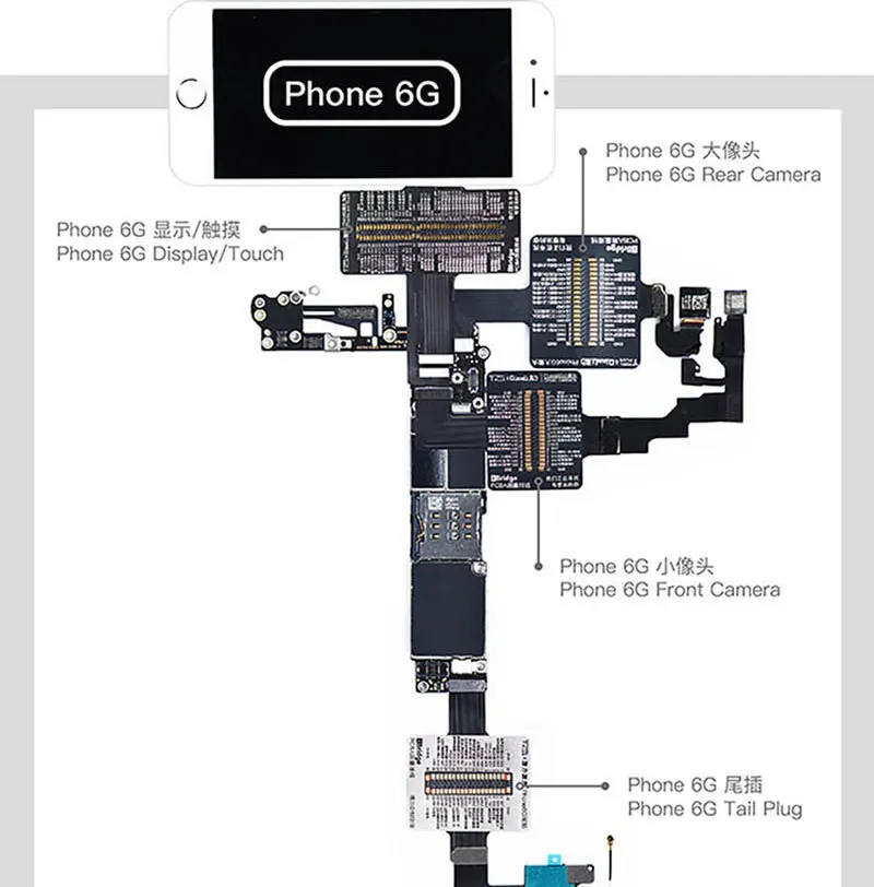 Jyrkior QianLi iBridge FPC диагностический Тестовый Кабель напряжения для iPhone 6/6 P/6 S/6SP/7/7 P/8/8 P/X проверка неисправности материнской платы