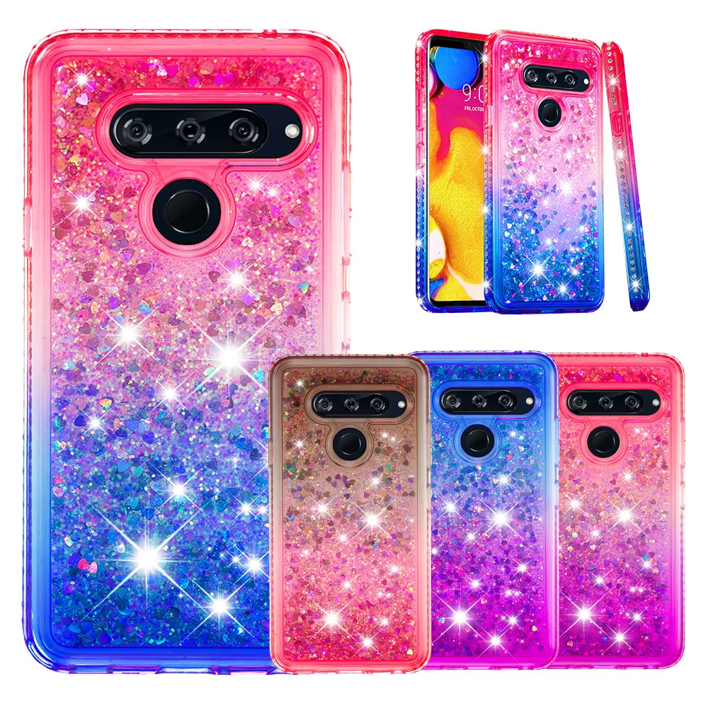 

Quicksand Dynamic Liquid soft Case For LG V40 ThinQ /G7 /X power 3 /Stylo 4/Aristo 2 Glitter Diamond Frame Rhinestone Case Cover
