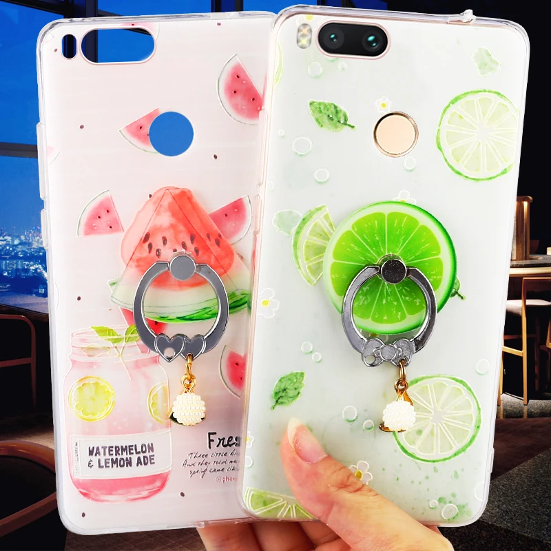 3D Fruit Case Xiaomi Mi A1 Cover Silicone Fundas For 5x a1 Phone Cases Original Soft TPU With Ring 6 Colors |