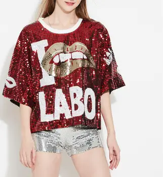 

Unicorn Tumblr Kpop Regular Polyester Solid Free Shipping 2020 New Hot Sequins Tops T-shirt Women