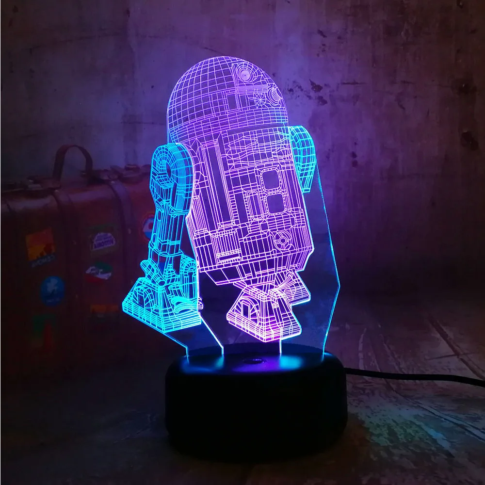 Новинка Звездные войны R2D2 космический корабль 3D светодиодный RGB 7 смешанный двойной изменение цвета Ночной светильник детский подарок на день рождения игрушки Рождество декор для спальни