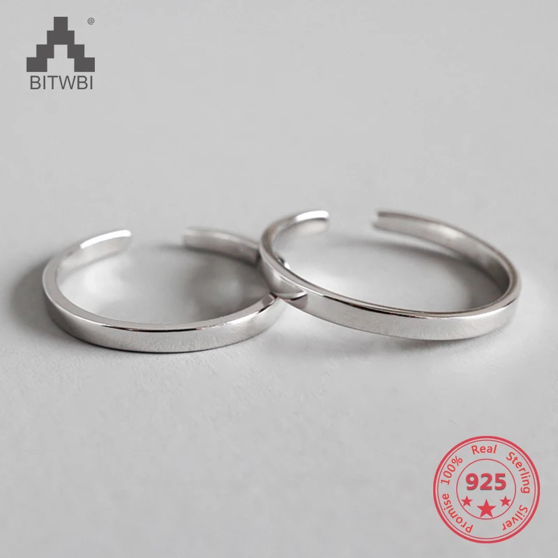 

100% S925 Sterling Silver Personality Simple Lines Open Smooth Thin Ring