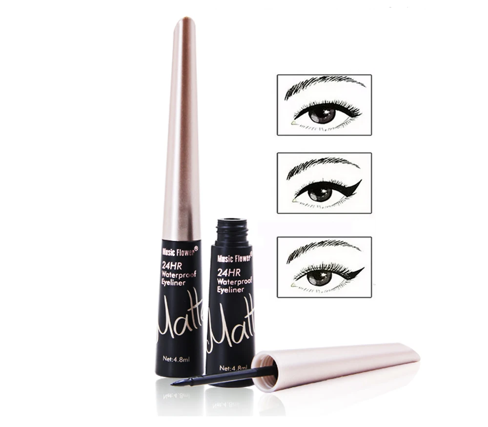 

Dropshipping Music Flower 24H Long-lasting Waterproof Liqiud Eyeliner Black Eyelid Makeup Quick-Drying Smudge-proof Delineador