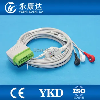 

NIHON KOHDEN for BSM-2301K one piece three lead ECG cable with leadwire square 12pin connector AHA.Snap,