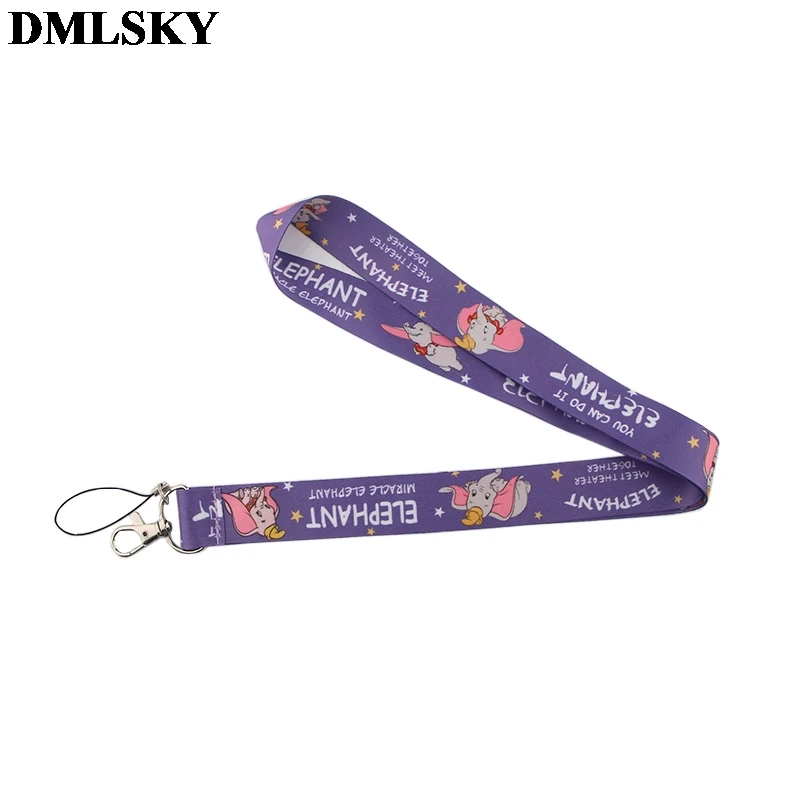 

DMLSKY Dumbo Elephant Cartoon cute Lanyard Keychain for keys Badge ID Mobile Phone Key rings Women Neck Straps Accessories M3678