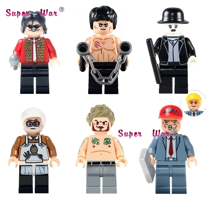 

Single Bruce Lee Charlie Chaplin Donald Trump Miyazaki Hayao Beckham building blocks bricks toys for children