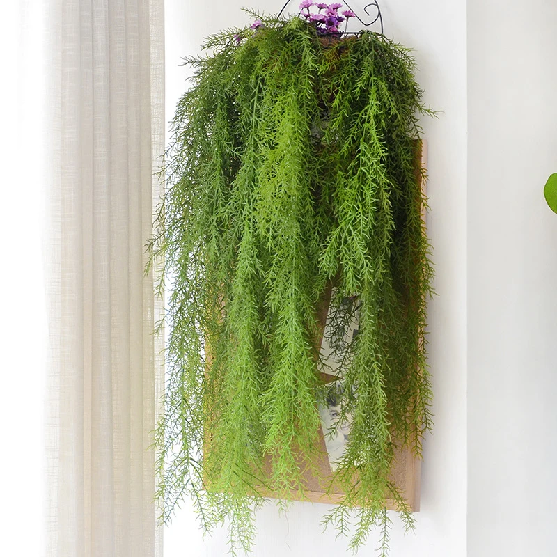 

105CM Real Touch Home Decoration Artificial Wall Hanging Plant Artificial Pine Needles Balcony Decor Flower Basket Accessories