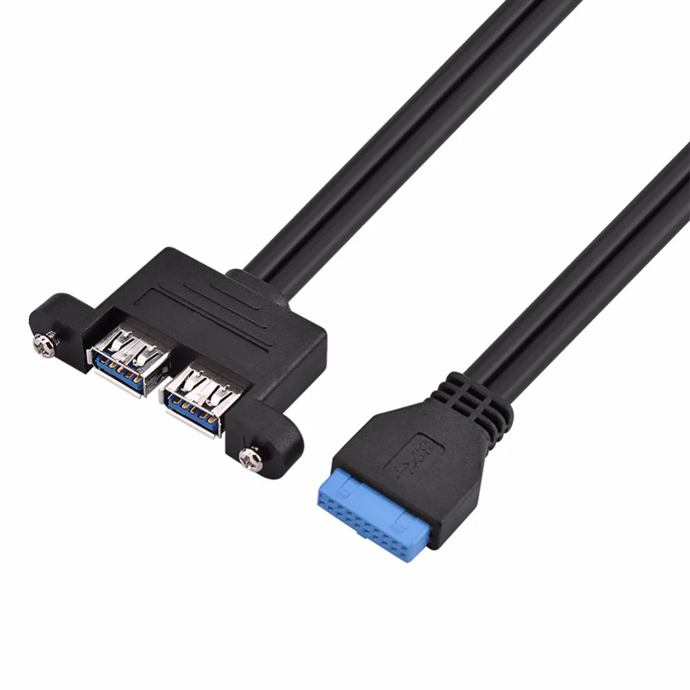 Двухпортовый USB 3,0 A женский винт Панель Крепление на 20 контактный разъем материнская плата плоский кабель адаптер Горячая Распродажа