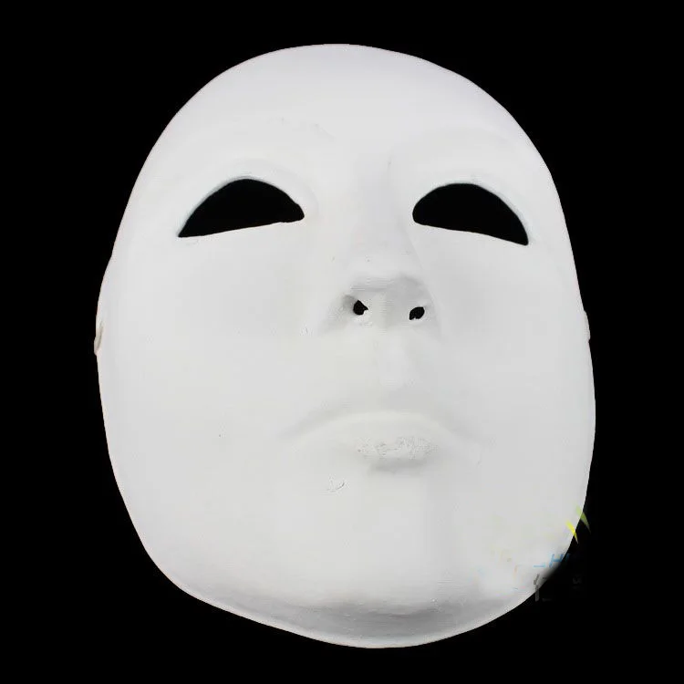 Thicken Unpainted White Men Masquerade Masks Paper Pulp Full Face