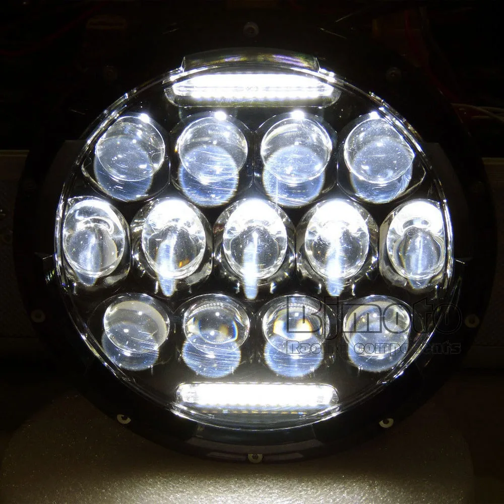 BJMOTO " проектор круглый 75 Вт 7500LM Hi/ближнего света мотоцикл светодиодный фары лампы DRL для Harley