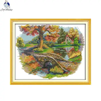 

Joy Sunday Autumn Scenery Counted 11CT Printed Fabric 14CT Canvas DMC DIY Handmade Cross-stitch set NKF Embroidery Needlework