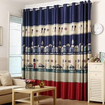 

Blackout curtain kids BLue UK Royal Boyguard window Curtains Boys Bedroom Decoration Tulle curtain Sheer Curtain Free Ship AA7
