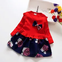 2018 New Baby Spring Girl Dress Christmas Party Dresses Kids Girls Floral Clothes Children Girl Dress baby girl clothing dress 1pcs girls dress clothes baby girl dresses children lovely cartoon kids girl princess party casual dress clothing 2 color yy1571