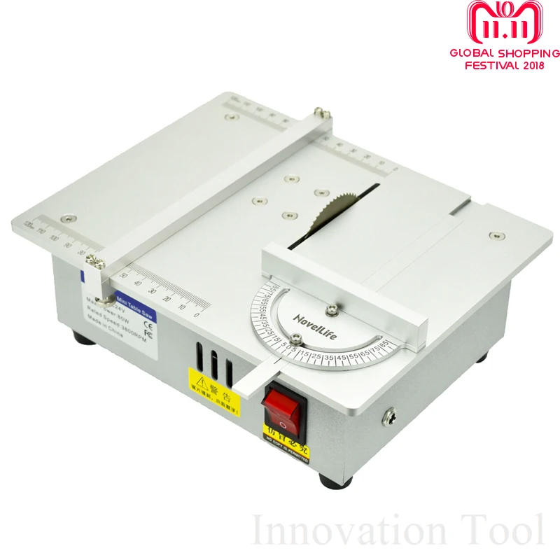 

Mini Hobby Table Saw Handmade Woodworking Bench Saw DIY Model Cutting Saw with DC24V Power Adapter 4500RPM Metal Frame