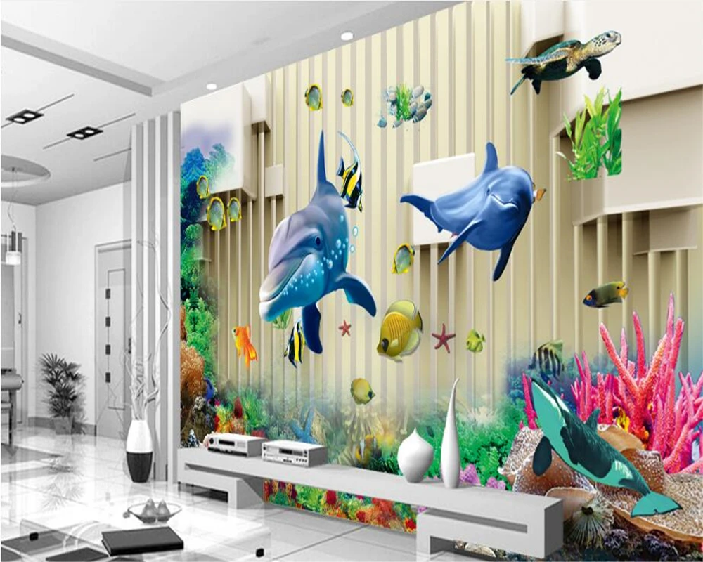 Beibehang Fashion Cantik Wallpaper 3d Ruang Tamu Berbagai Hewan