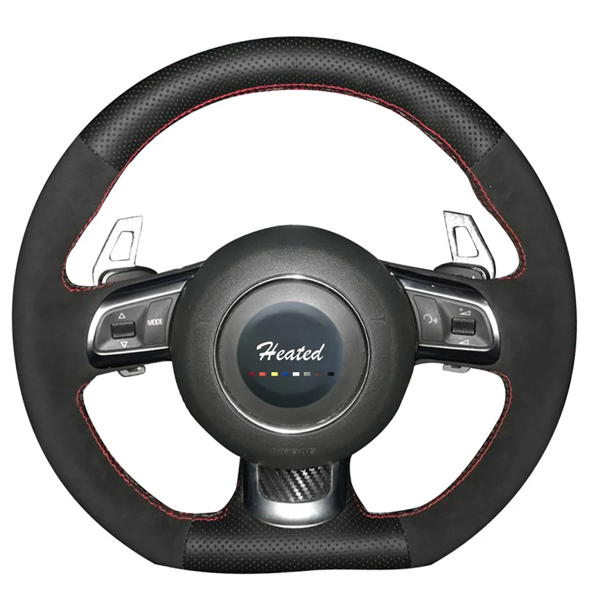 Black Suede Car Steering Wheel Cover for Audi TT 2008-2013