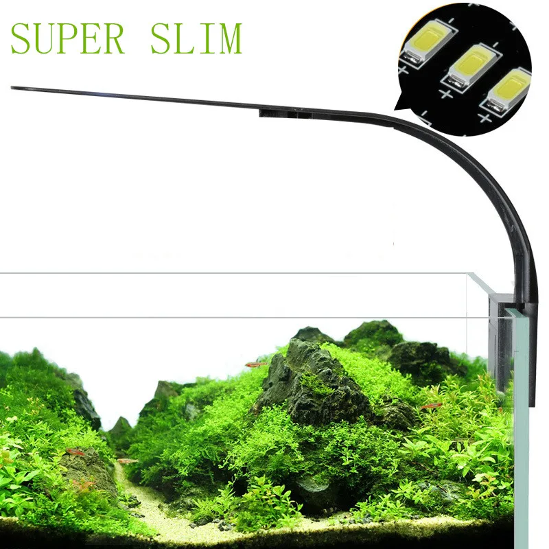 Black White High Bright Slim LED Aquarium Light Plants Grow Lighting
