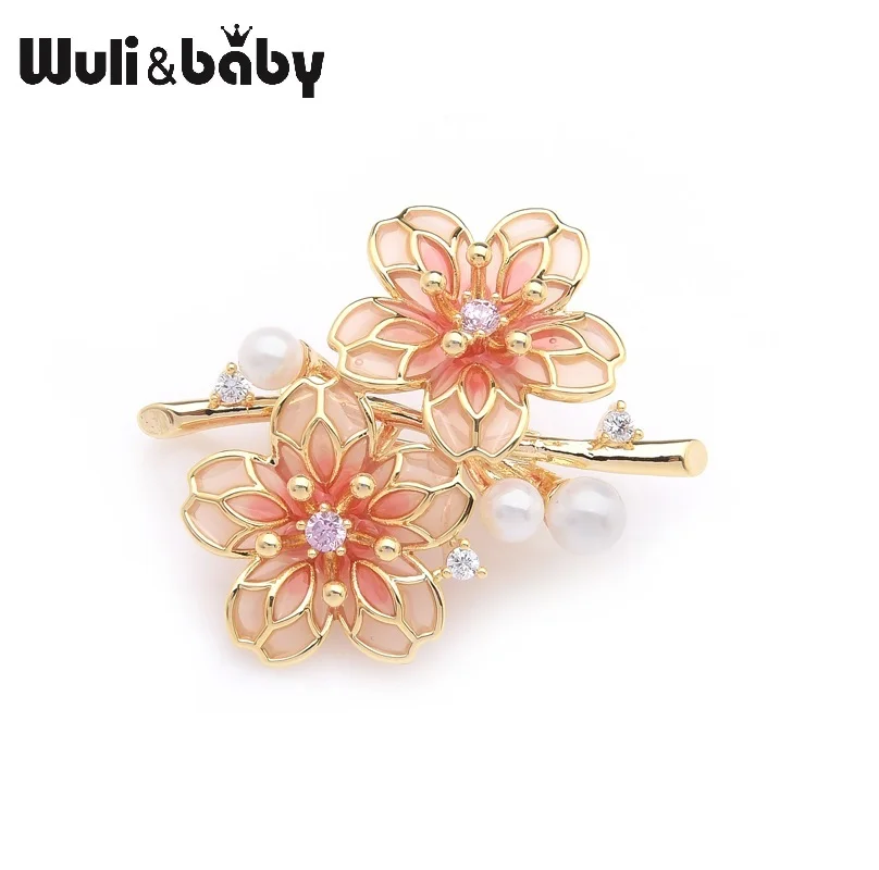 Wuli& baby, изысканные брендовые красные цветы сливы, свадебные вечерние Броши для женщин, булавки, подарки