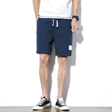 Летние шорты Для мужчин, стильная одежда из флиса и хлопка в& белье по колено Повседневное Bermuda Masculina модные патч дизайн пляжные шорты мужские Костюмы 2 Цвета