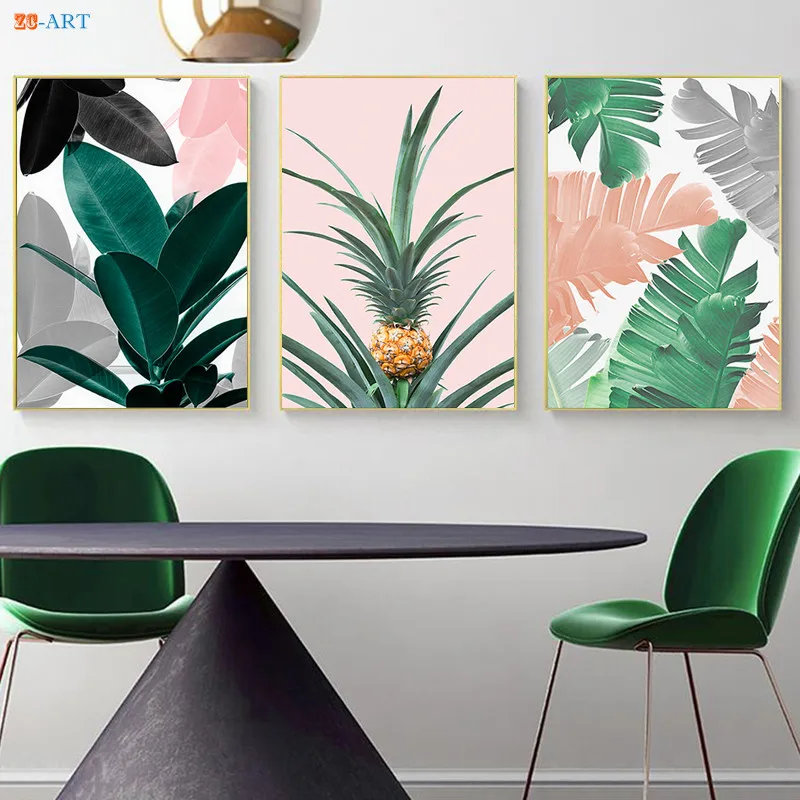 

Monstera Leaf Print Poster Botanical Wall Art Canvas Painting Minimalist Scandinavian Nordic Decoration Home Kitchen Decor