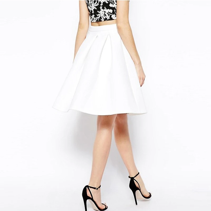 HDY Haoduoyi Brand Women White Casual Skirts Premium Prom Skirt In Bonded Crepe Elegant Sweet Skirts Female Zipper Buttoms Lady HDY Haoduoyi Brand Women White Casual Skirts Premium Prom Skirt In Bonded Crepe Elegant Sweet Skirts Female Zipper Buttoms Lady